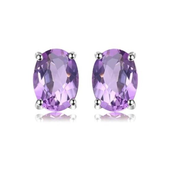 💜 1.43ct Amethyst Earrings - 925 Sterling Silver - Picture 4 of 6